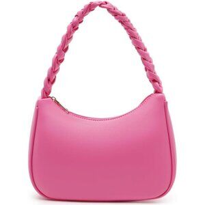 Women’s Braid  Pink Cute Hobo Tote Handbag Mini Clutch Purse with Zipper Closure
